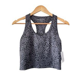 Beyond Yoga Womens Gray Black Animal Print Racerback Cropped Tank Top Size M